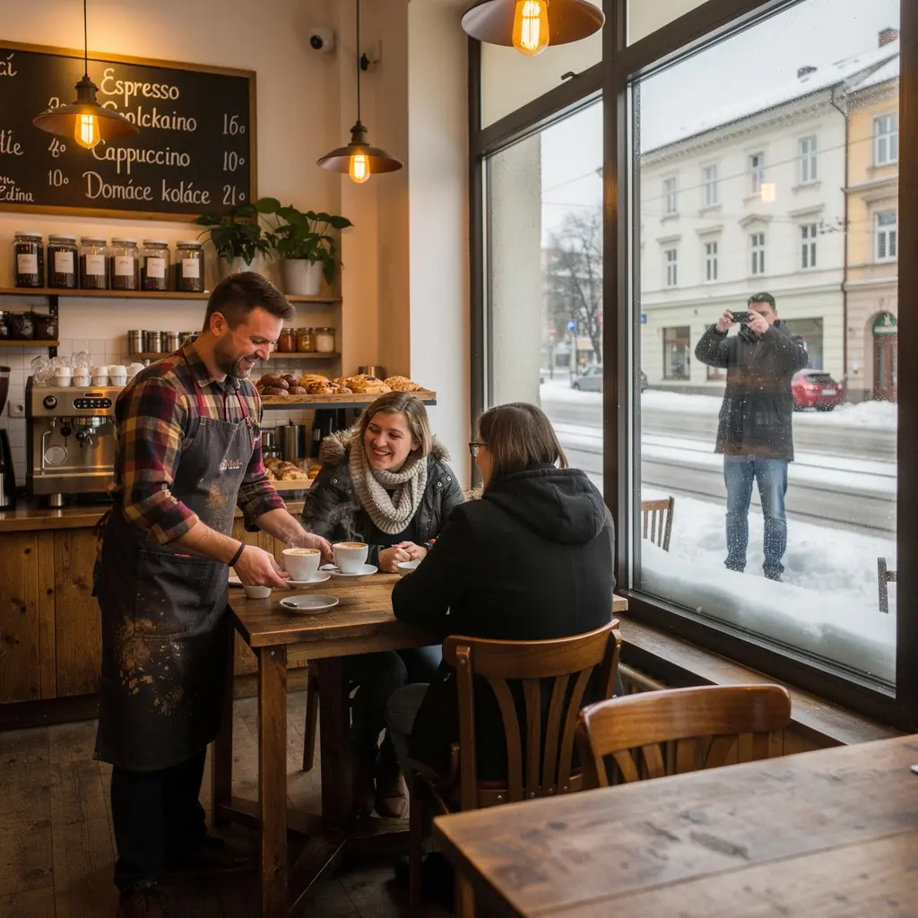 A family enjoying a fun day of ice skating on a beautifully maintained outdoor rink surrounded by winter decorations.